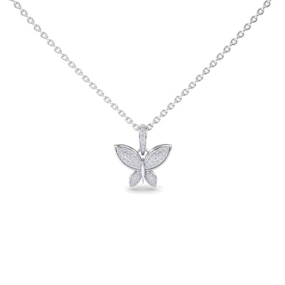 White Diamond Pave Butterfly Necklace