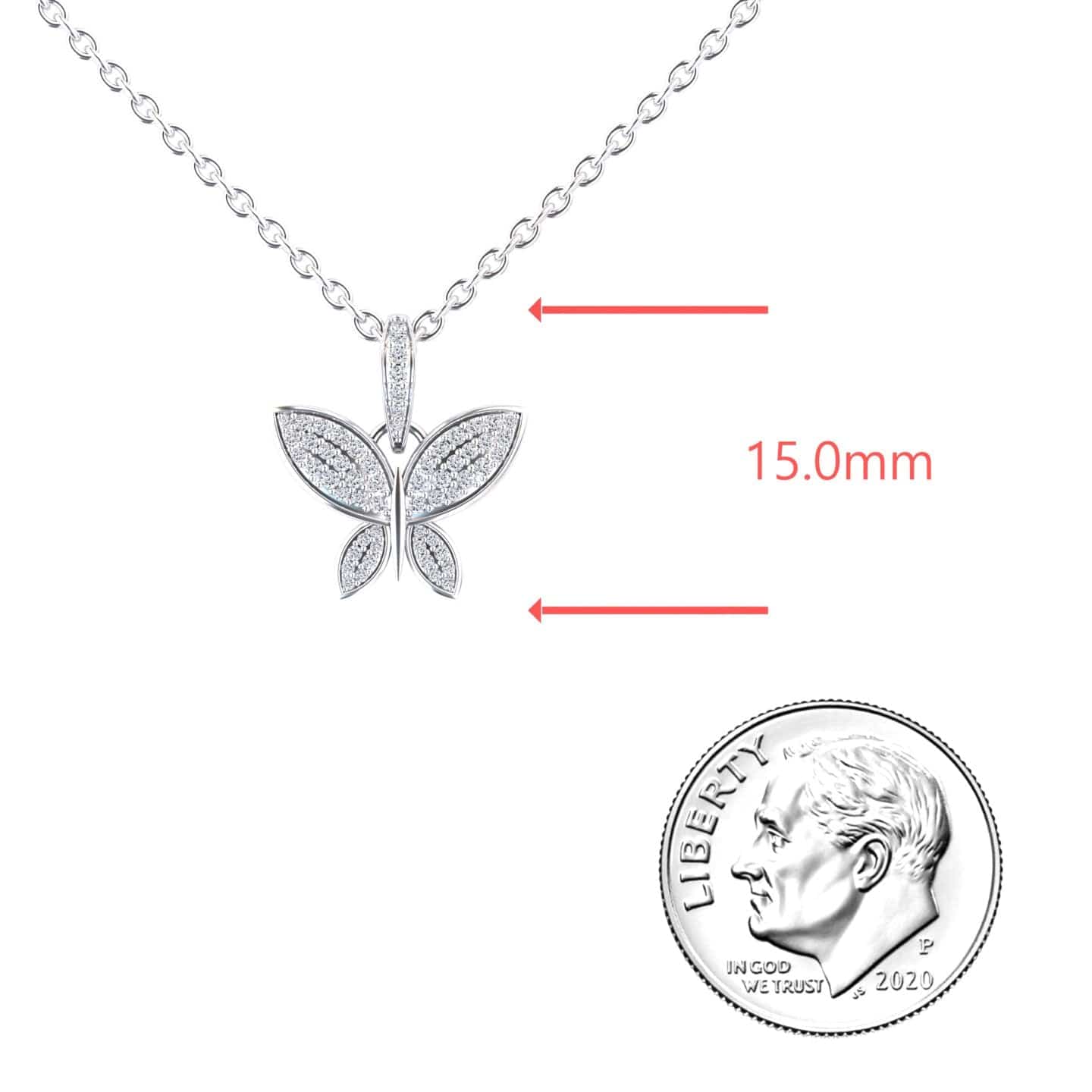 White Diamond Pave Butterfly Necklace - Charlotte