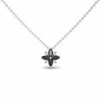 Black & White Diamond Flower Necklace - Keira