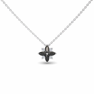 Black & White Diamond Flower Necklace