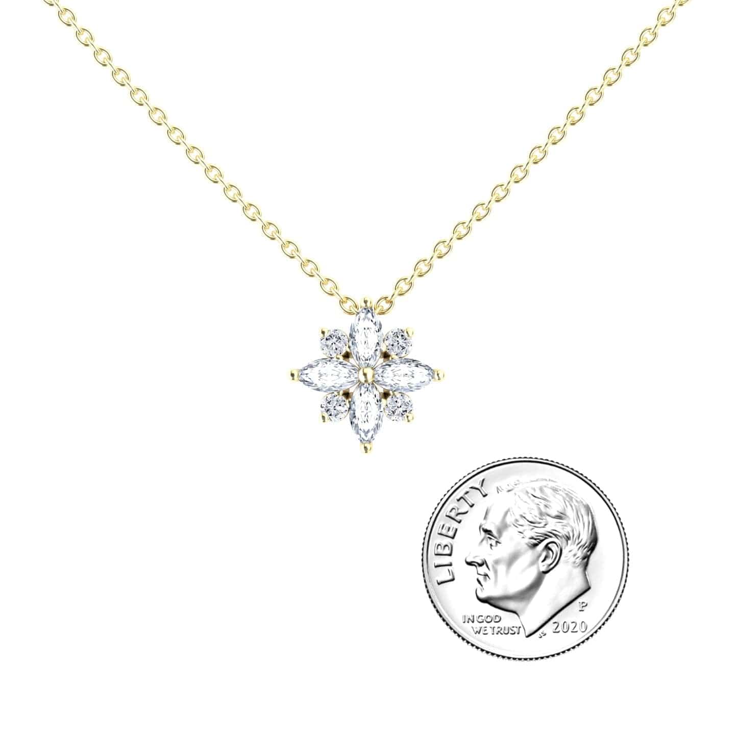 White Diamond Flower Necklace - Keira