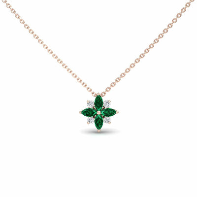 Emerald & Diamond Flower Necklace