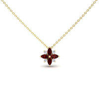 Ruby & Diamond Flower Necklace - Keira