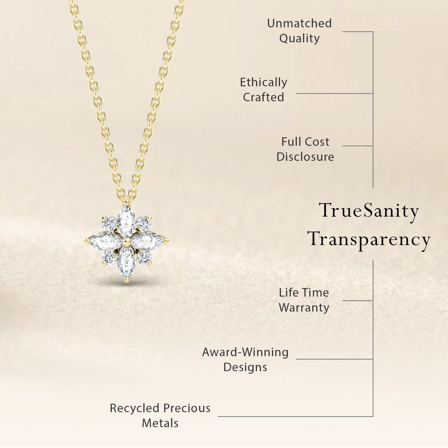 White Diamond Flower Necklace - Keira