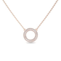 White Diamond Double Halo Circle Necklace - Mona