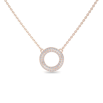 White Diamond Double Halo Circle Necklace