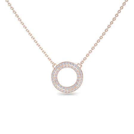 White Diamond Double Halo Circle Necklace - Mona