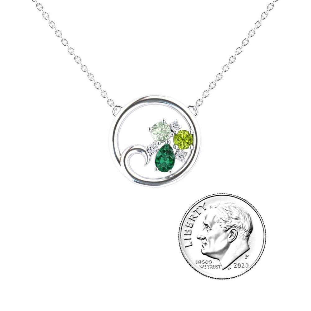 Emerald,Green Amethyst & Peridot Ocean's Embrace Necklace - Nina