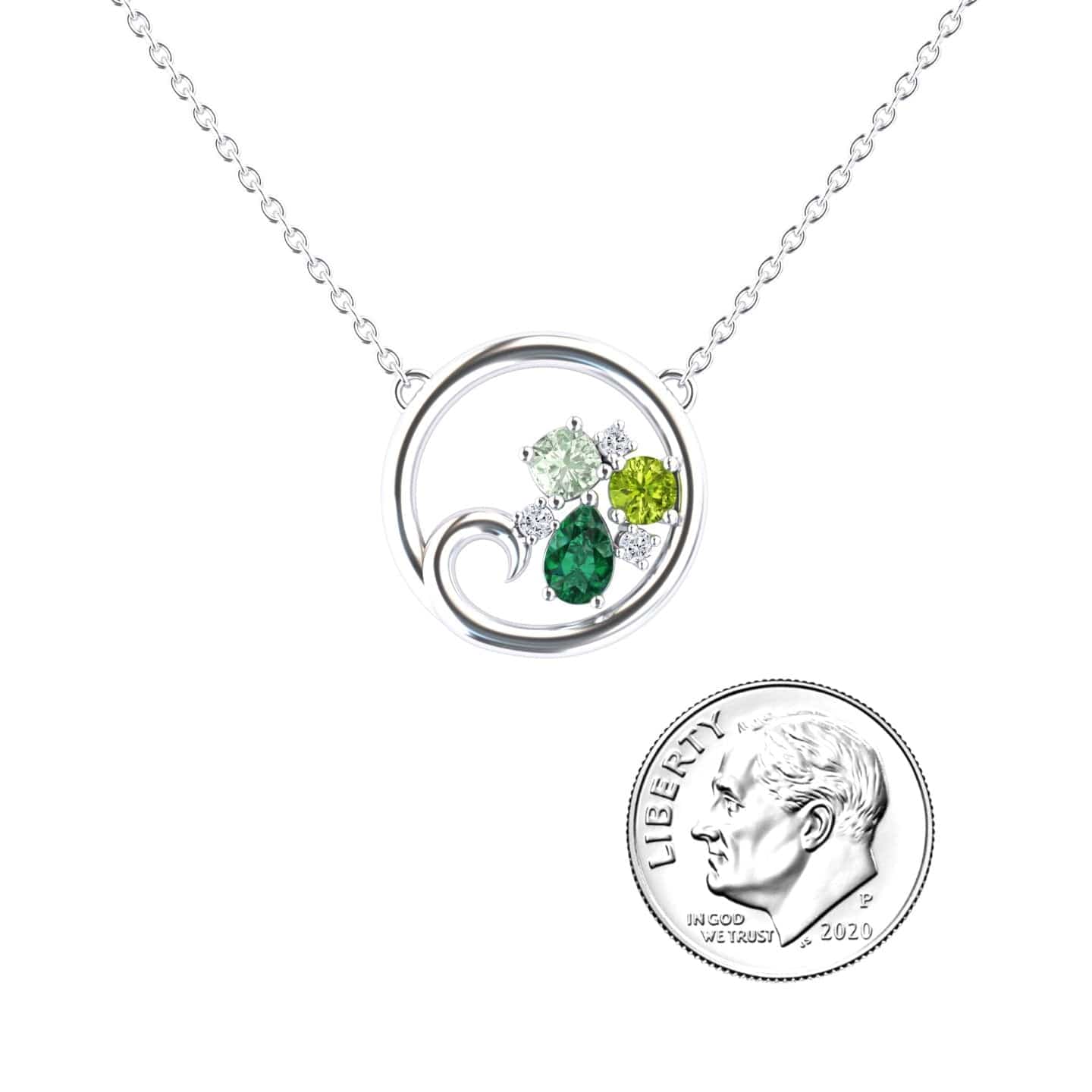 Emerald,Green Amethyst & Peridot Ocean's Embrace Necklace - Nina