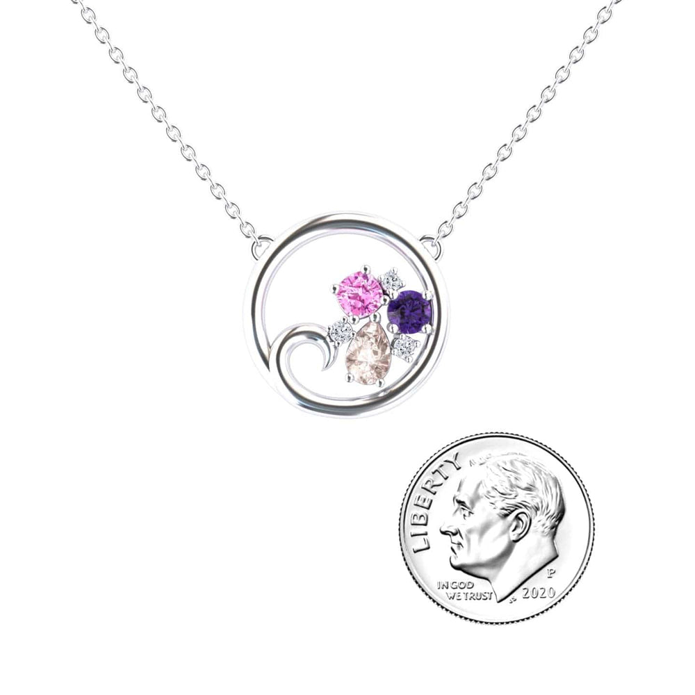 Morganite,Amethyst & Pink Sapphire Ocean's Embrace Necklace - Nina