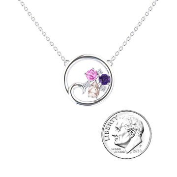 Morganite,Amethyst & Pink Sapphire Ocean's Embrace Necklace - Nina