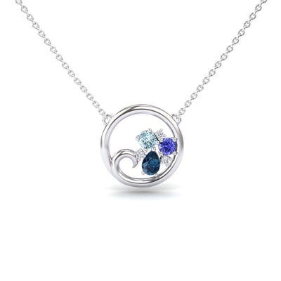 London Blue Topaz,Aquamarine & Tanzanite Ocean's Embrace Necklace