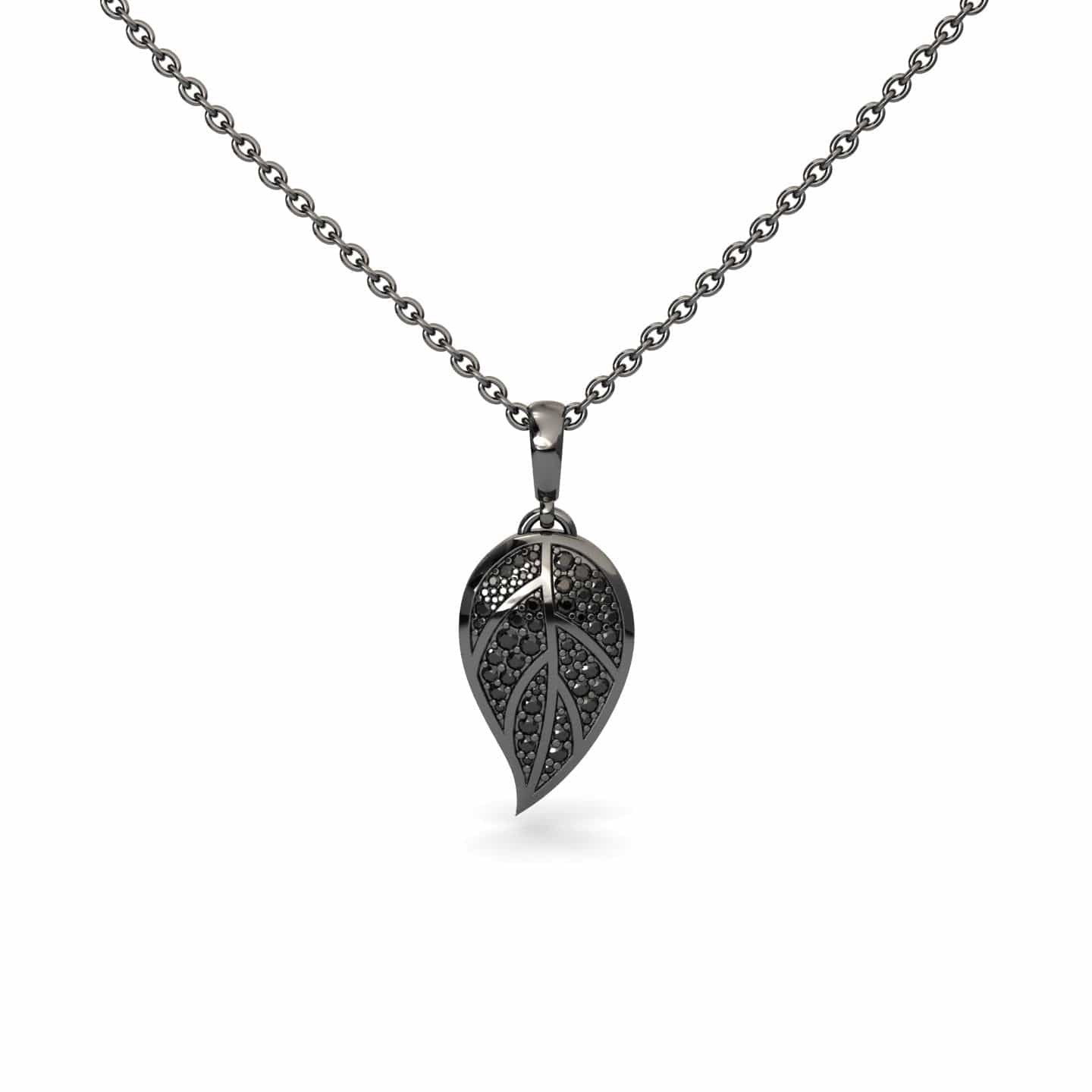 Black Diamond Leaf Necklace - Puja