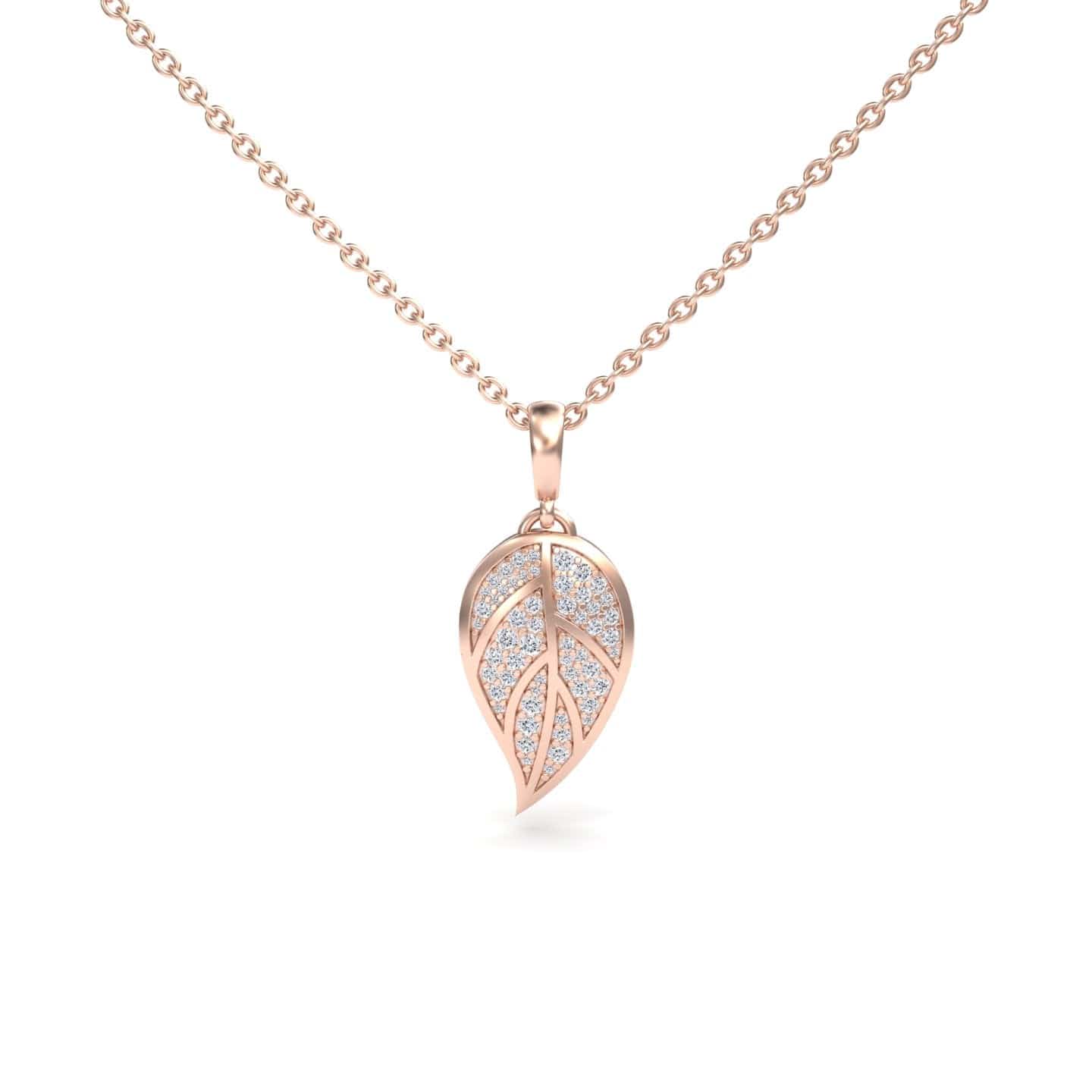 White Diamond Leaf Necklace - Puja