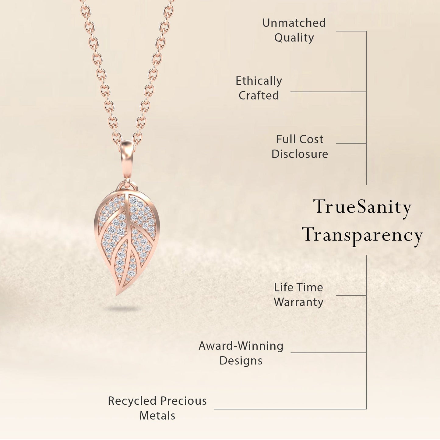 White Diamond Leaf Necklace - Puja