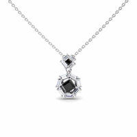 Black & White Diamond Geometric Halo Necklace - Reema