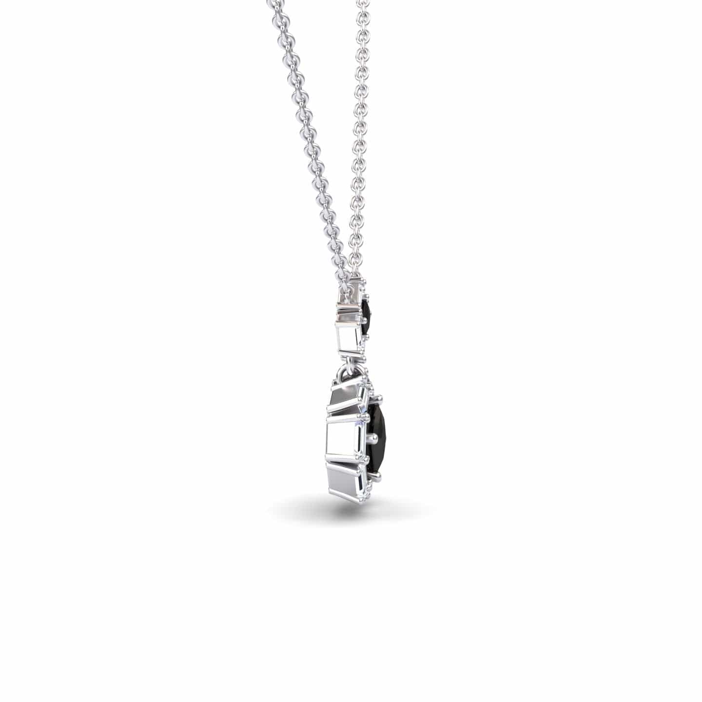 Black & White Diamond Geometric Halo Necklace - Reema