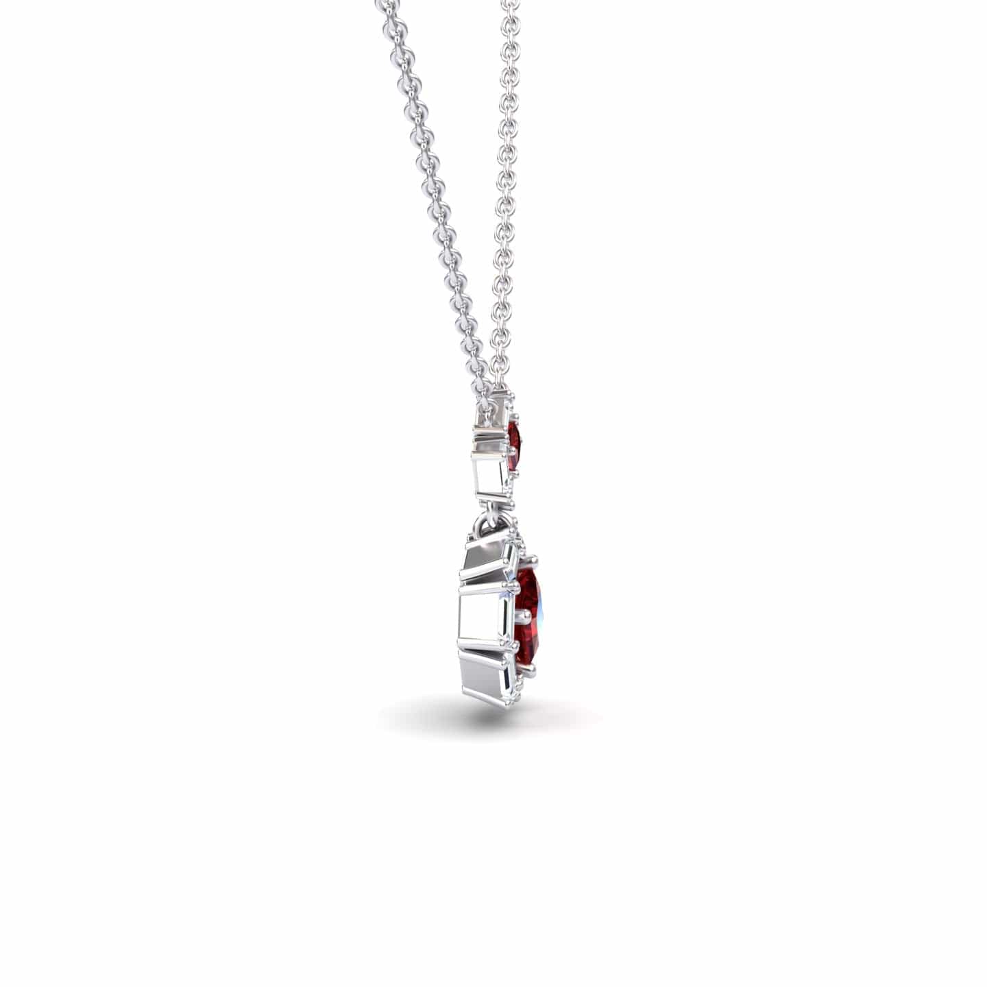 Ruby & Diamond Geometric Halo Necklace - Reema