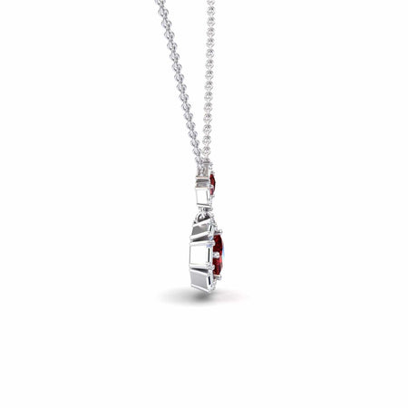 Ruby & Diamond Geometric Halo Necklace - Reema