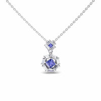 Tanzanite & Diamond Geometric Halo Necklace - Reema