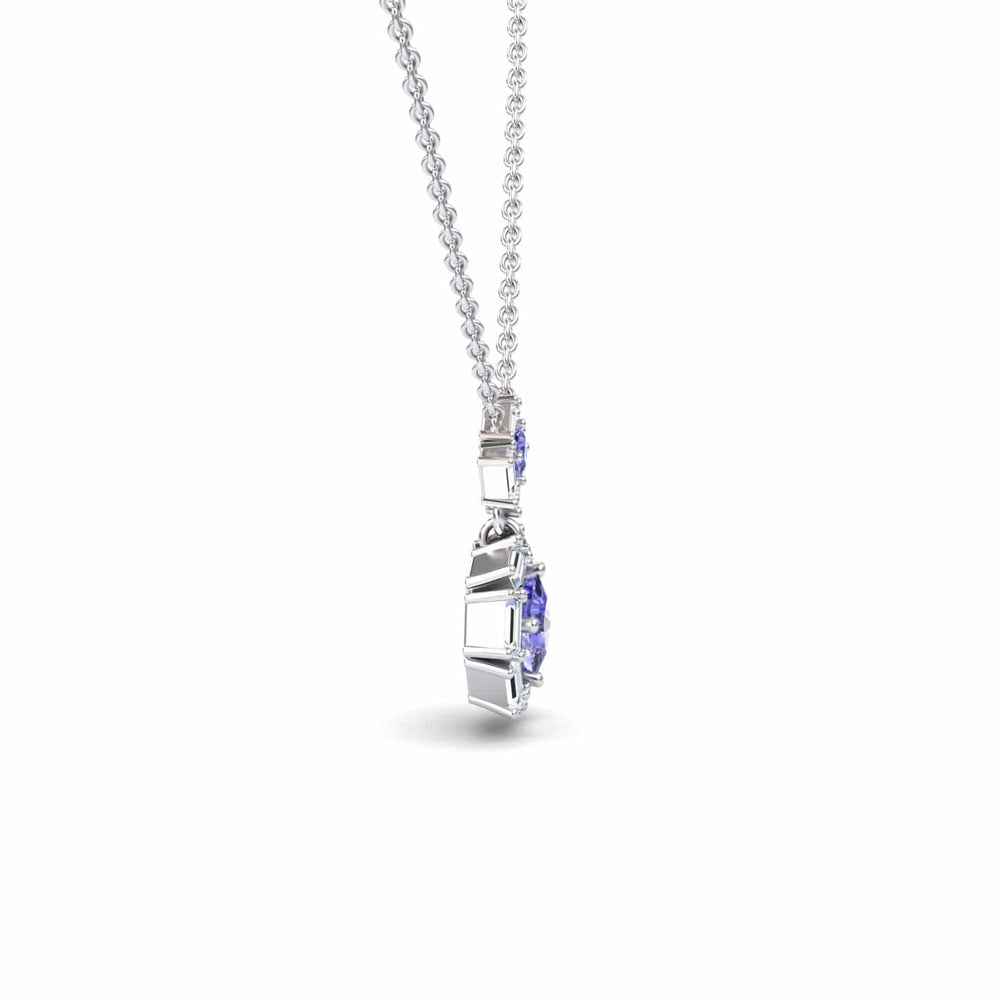 Tanzanite & Diamond Geometric Halo Necklace - Reema