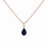 Blue Sapphire Good & Diamond Teardrop V-Bale Necklace - Avery