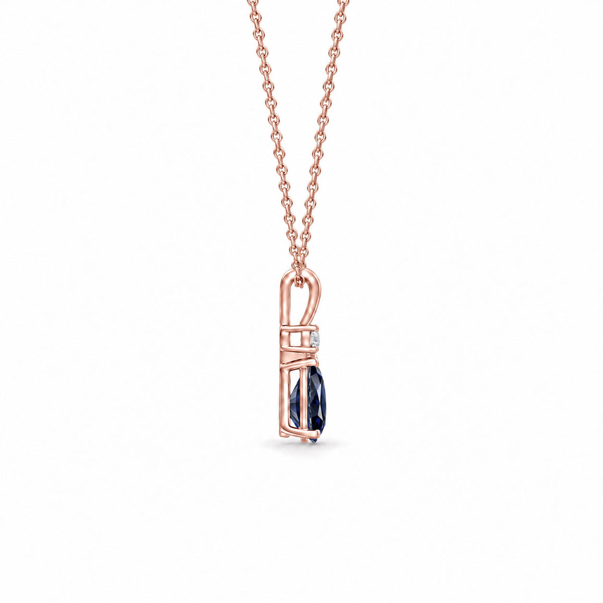 Blue Sapphire Good & Diamond Teardrop V-Bale Necklace - Avery
