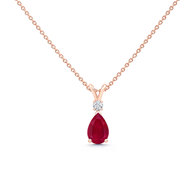 Ruby Good & Diamond Teardrop V-Bale Necklace