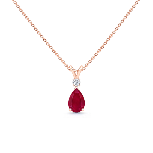 Ruby Good & Diamond Teardrop V-Bale Necklace - Avery