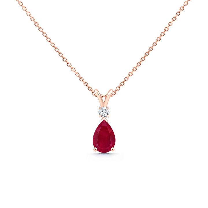Ruby Good & Diamond Teardrop V-Bale Necklace - Avery