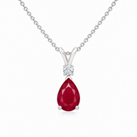 Ruby Exceptional & Diamond Teardrop V-Bale Necklace - Avery