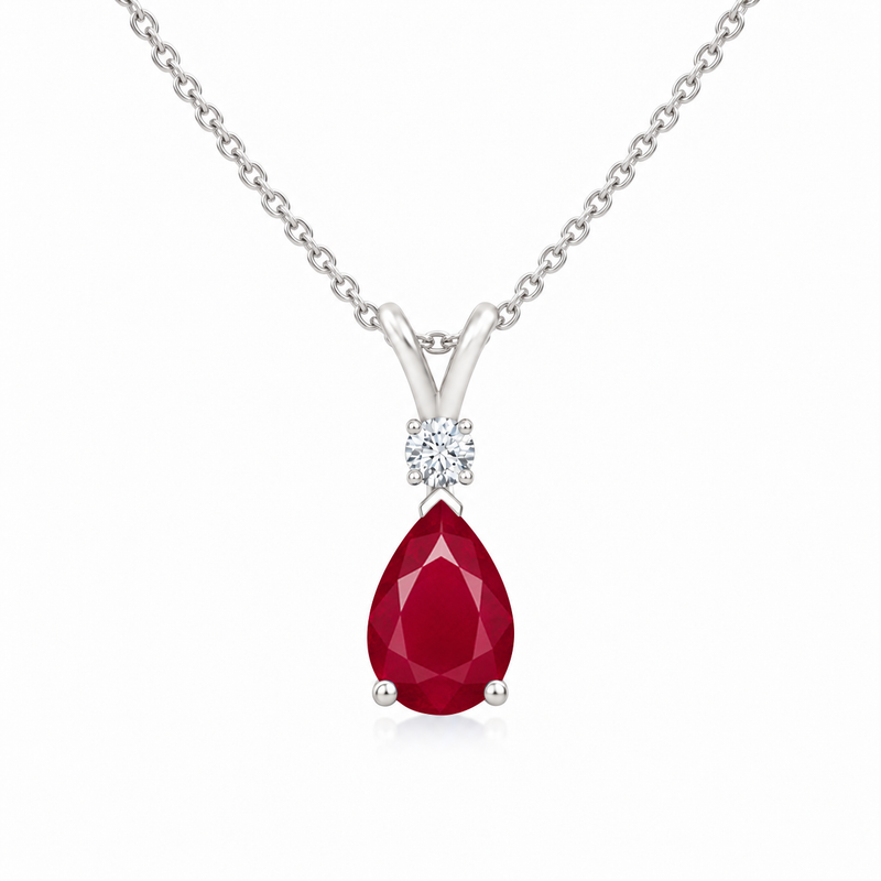 Ruby Good & Diamond Teardrop V-Bale Necklace - Avery