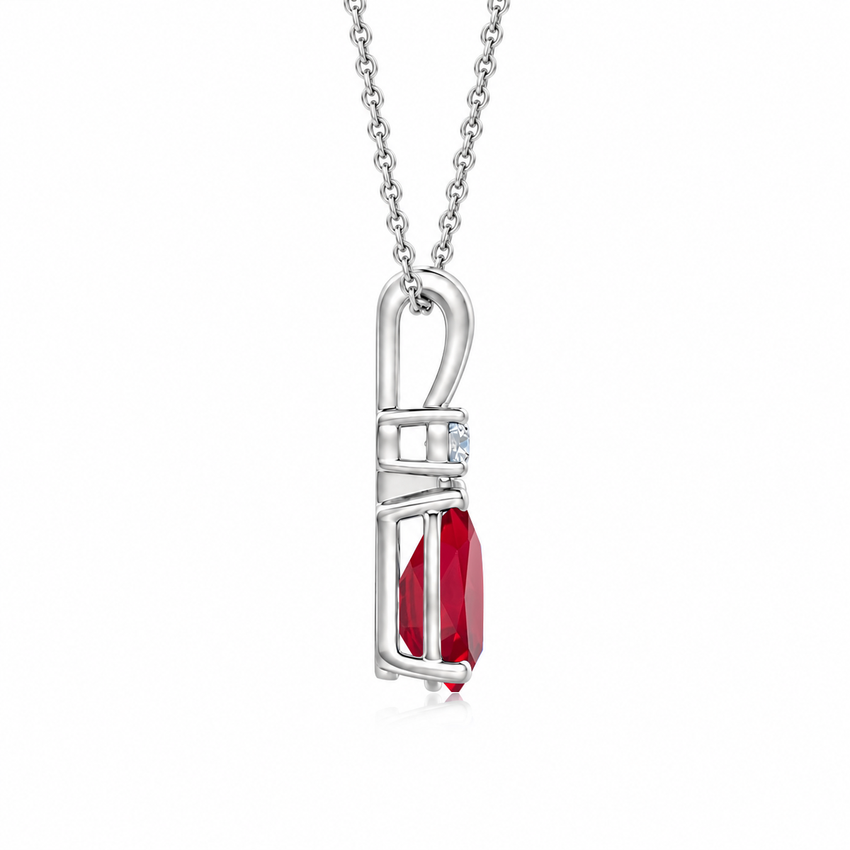 Ruby Premium & Diamond Teardrop V-Bale Necklace - Avery