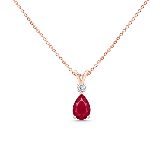 Ruby Fine & Diamond Teardrop V-Bale Necklace - Avery