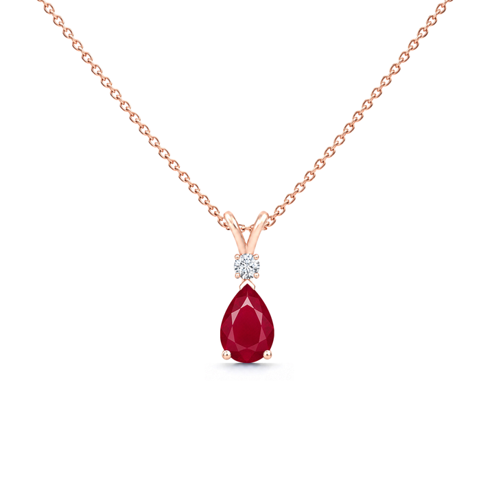 Ruby Fine & Diamond Teardrop V-Bale Necklace - Avery