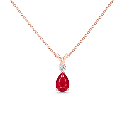 Ruby Premium & Diamond Teardrop V-Bale Necklace