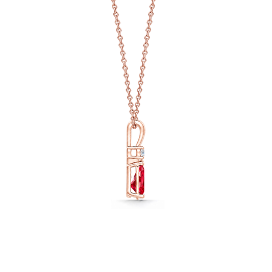 Ruby Premium & Diamond Teardrop V-Bale Necklace - Avery