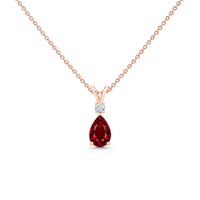 Ruby Exceptional & Diamond Teardrop V-Bale Necklace - Avery