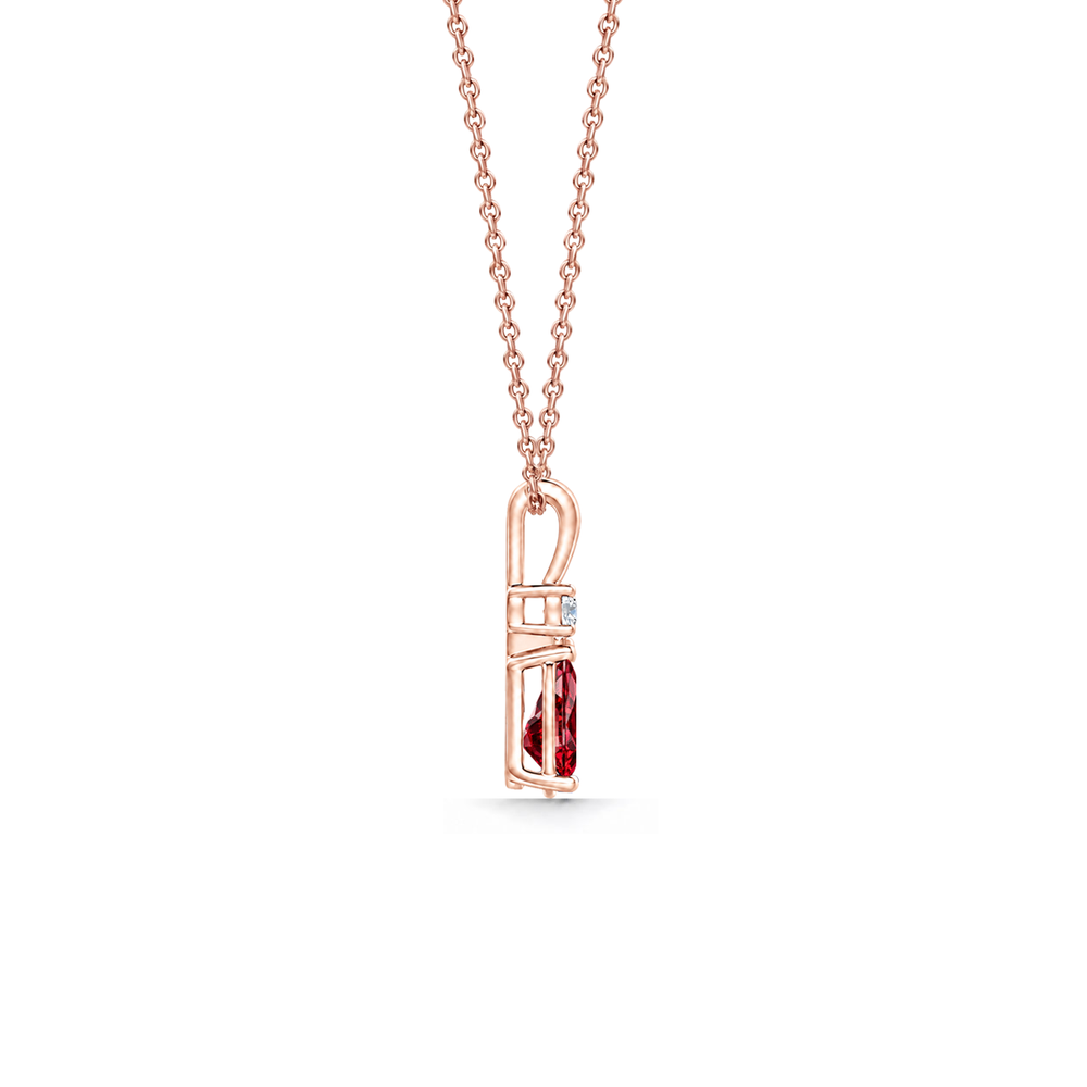 Ruby Exceptional & Diamond Teardrop V-Bale Necklace - Avery