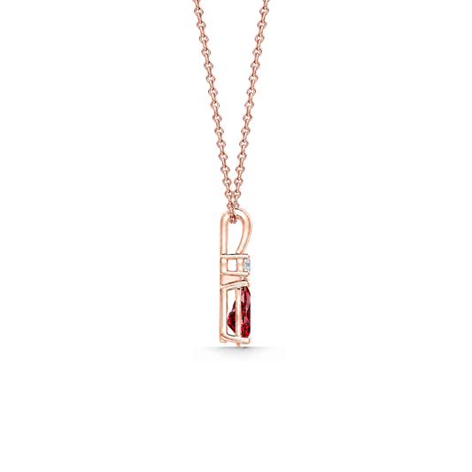 Ruby Exceptional & Diamond Teardrop V-Bale Necklace - Avery