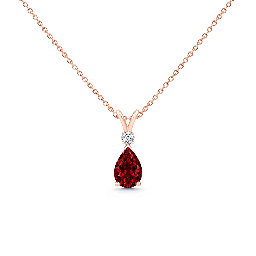 Lab Grown Ruby & Diamond Teardrop V-Bale Necklace - Avery