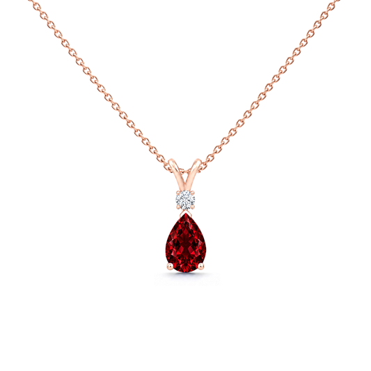 Lab Grown Ruby & Diamond Teardrop V-Bale Necklace - Avery