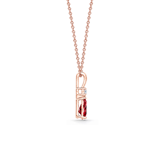 Lab Grown Ruby & Diamond Teardrop V-Bale Necklace - Avery