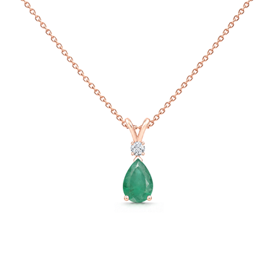 Emerald Good & Diamond Teardrop V-Bale Necklace