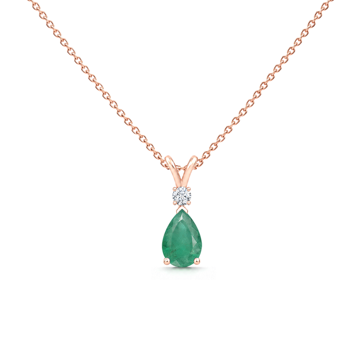 Emerald Good & Diamond Teardrop V-Bale Necklace - Avery
