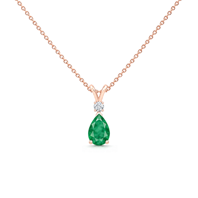Emerald Fine & Diamond Teardrop V-Bale Necklace