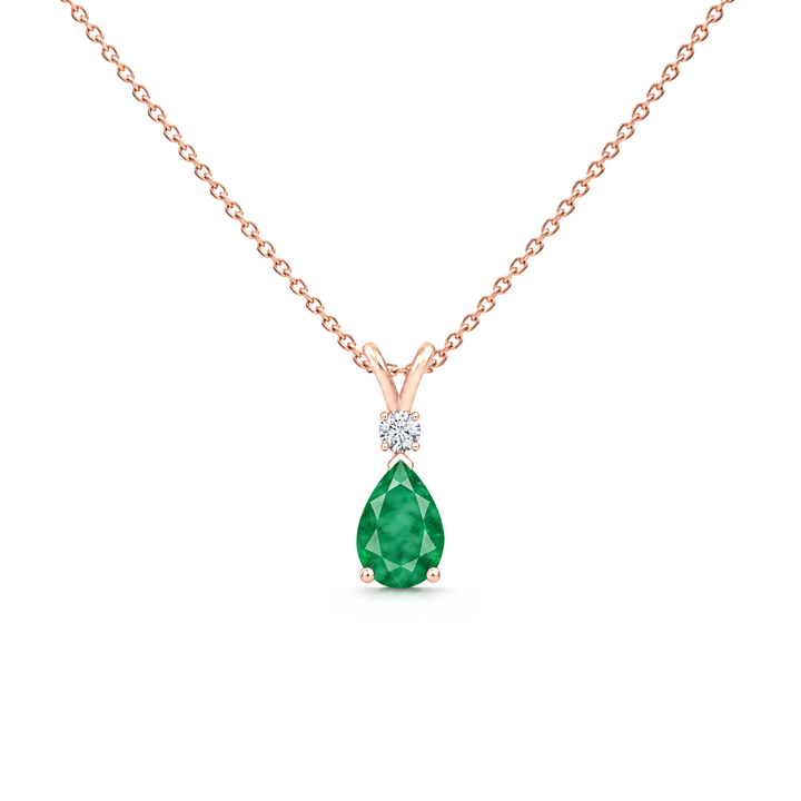 Emerald Fine & Diamond Teardrop V-Bale Necklace - Avery