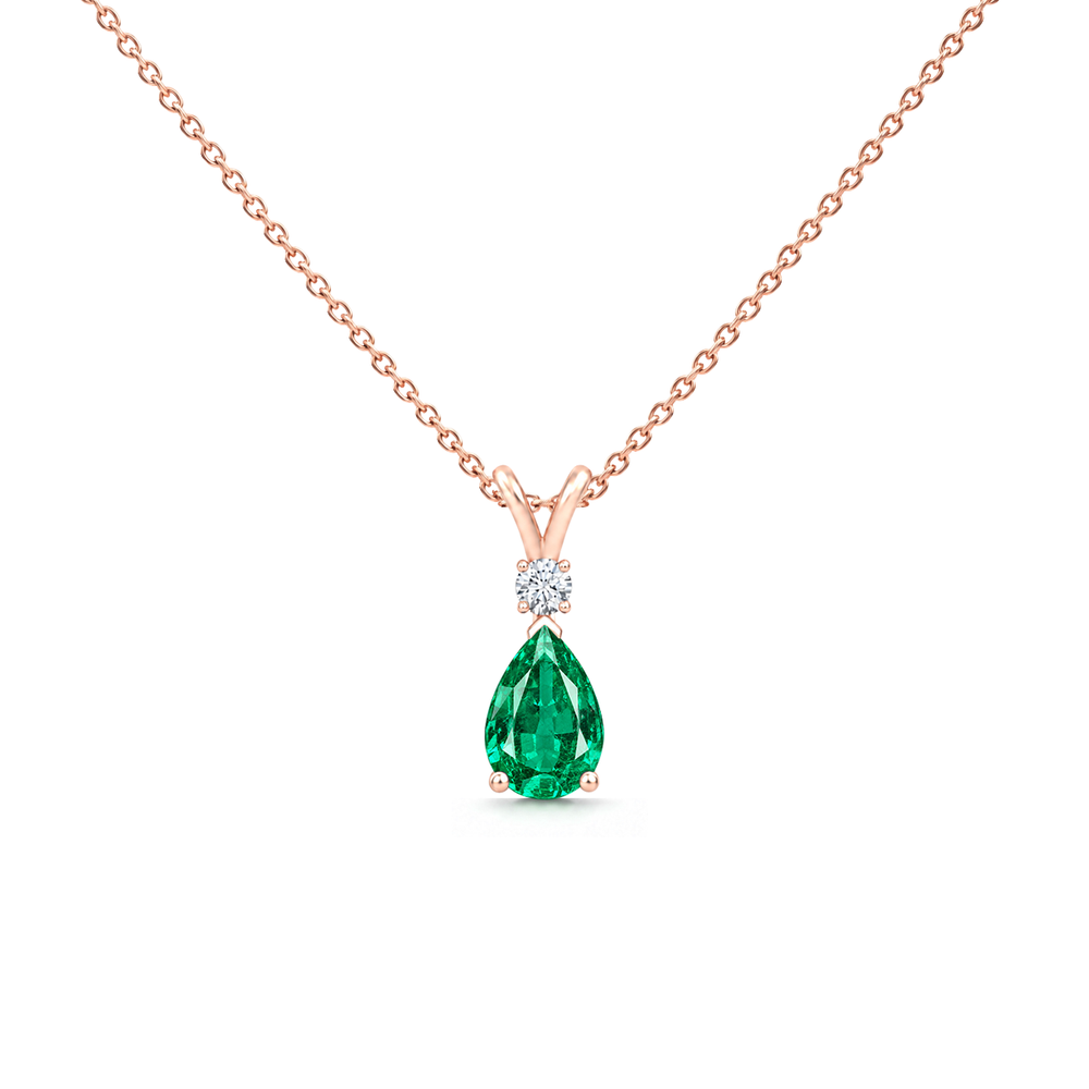 Emerald Premium & Diamond Teardrop V-Bale Necklace - Avery