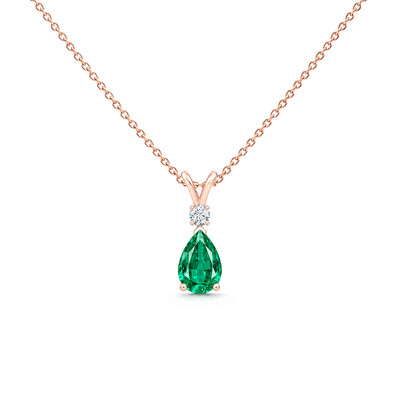 Emerald Premium & Diamond Teardrop V-Bale Necklace
