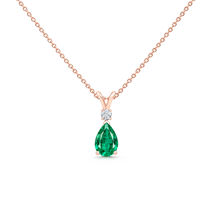 Emerald Premium & Diamond Teardrop V-Bale Necklace - Avery